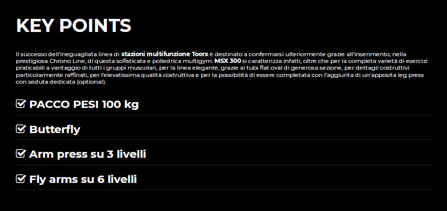 Stazione Multifunzione Toorx MSX-300 Pacco Pesi Acciaio 100 Kg