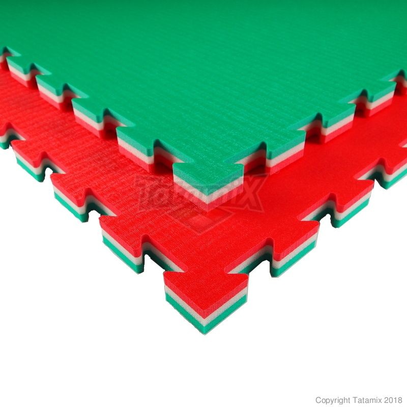 Tatami Incastro MMA Judo Art J30L 100x100 3cm Rosso/Bianco/Blu Quantità minima per la vendita 5 Moduli