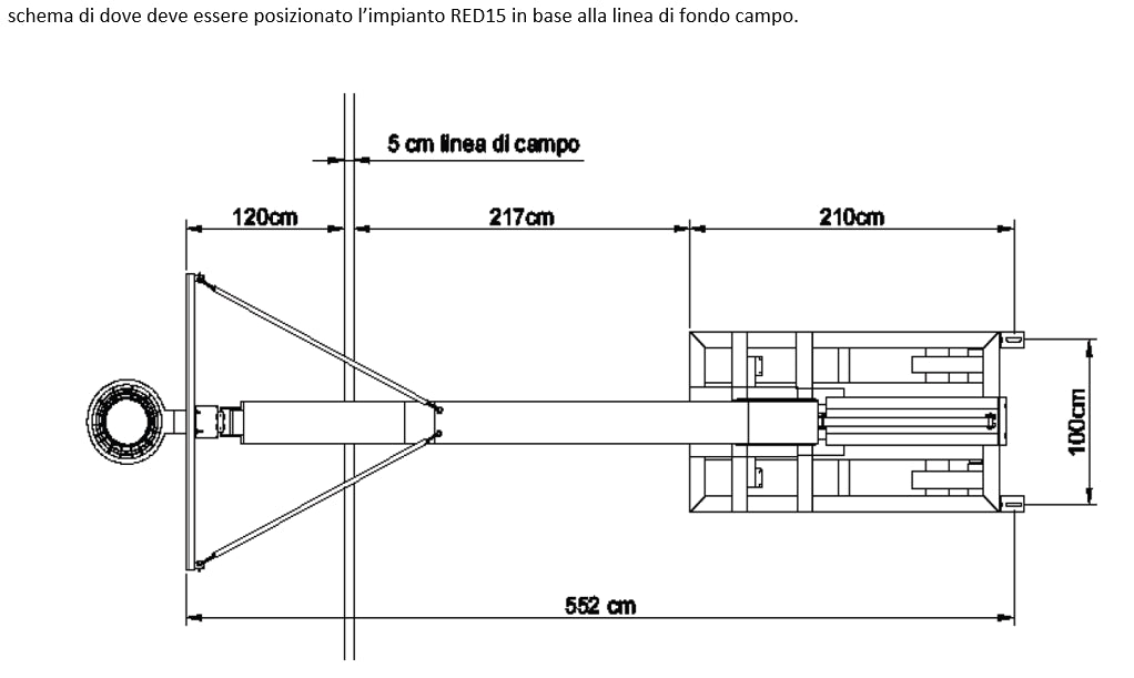 Impianto basket Art. RED 15 certificato FIBA sbalzo cm.330