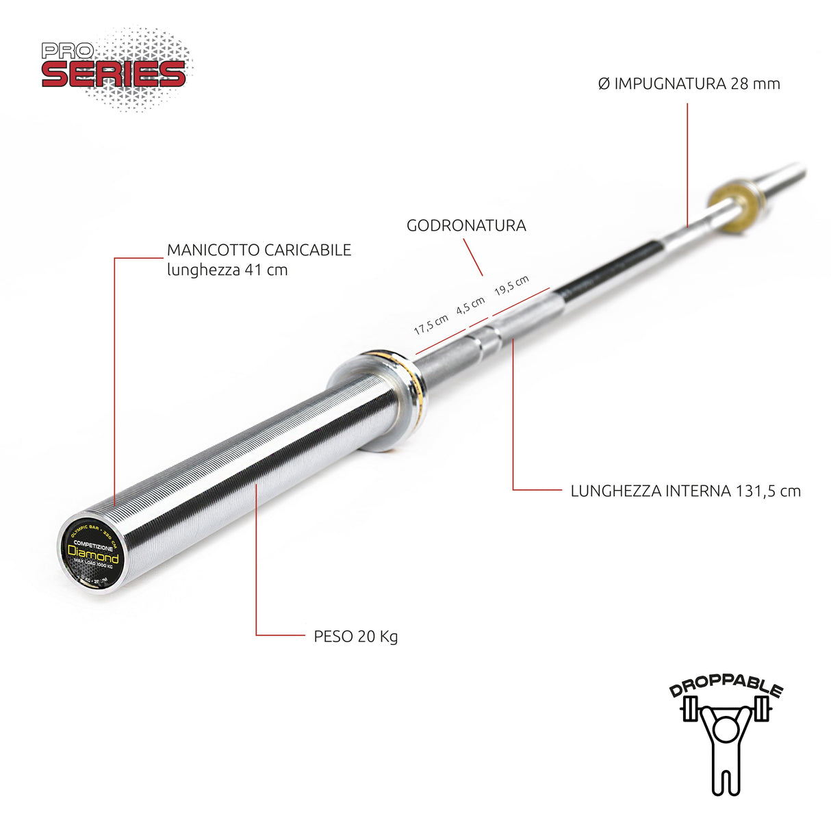 Bilanciere Olimpico Competizione – 220 Cm Diamond BOCD220N