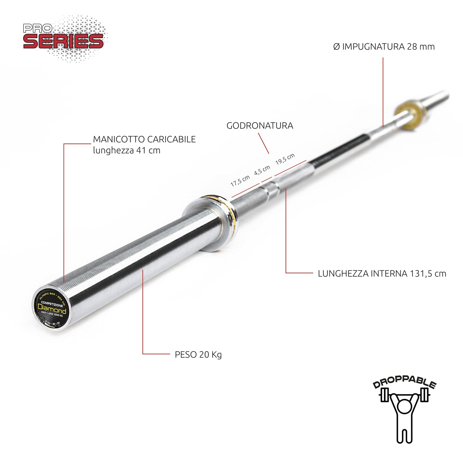 Bilanciere Olimpico Competizione – 220 Cm Diamond BOCD220N