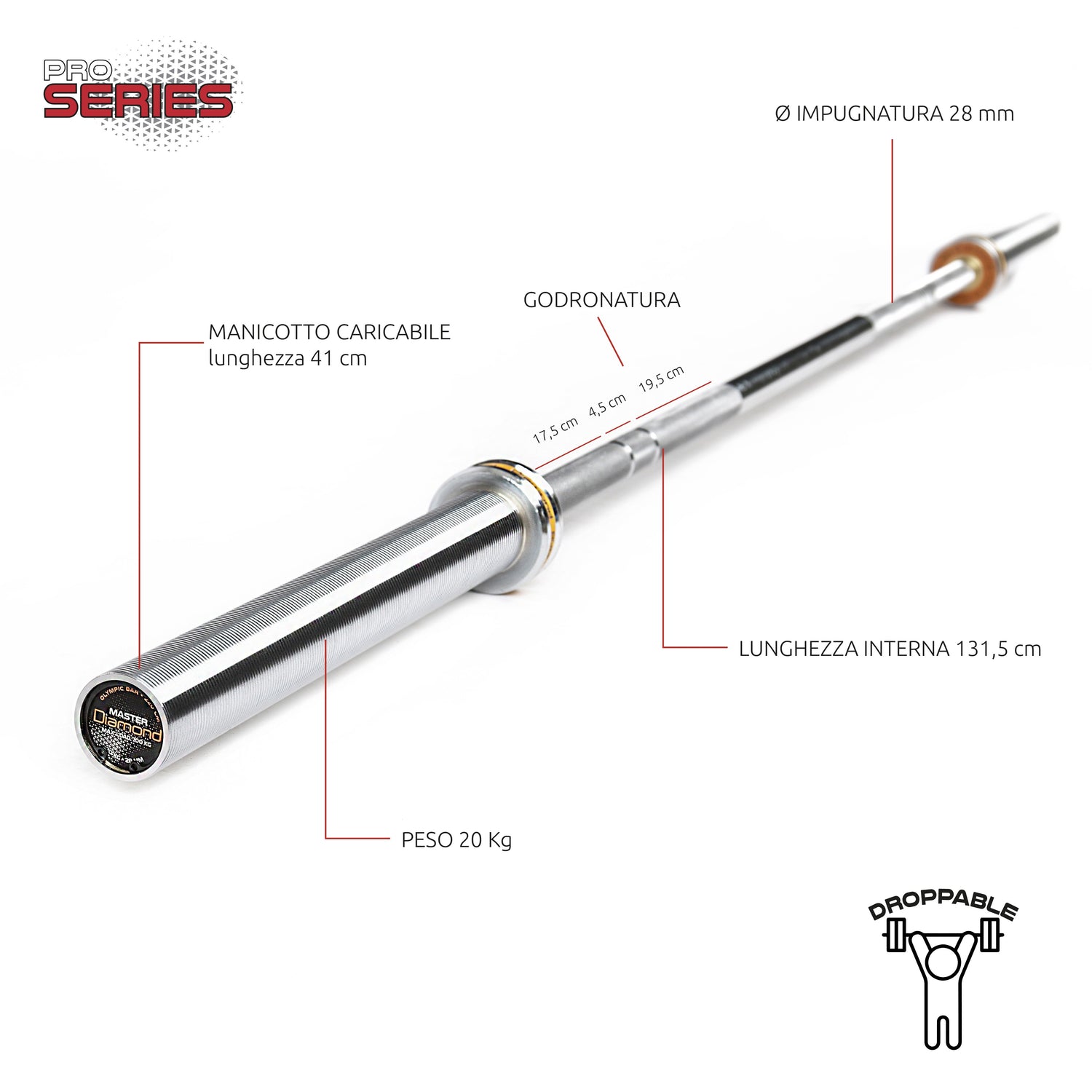 Bilanciere Olimpico Master  – 220 CM DIAMOND BOMD220