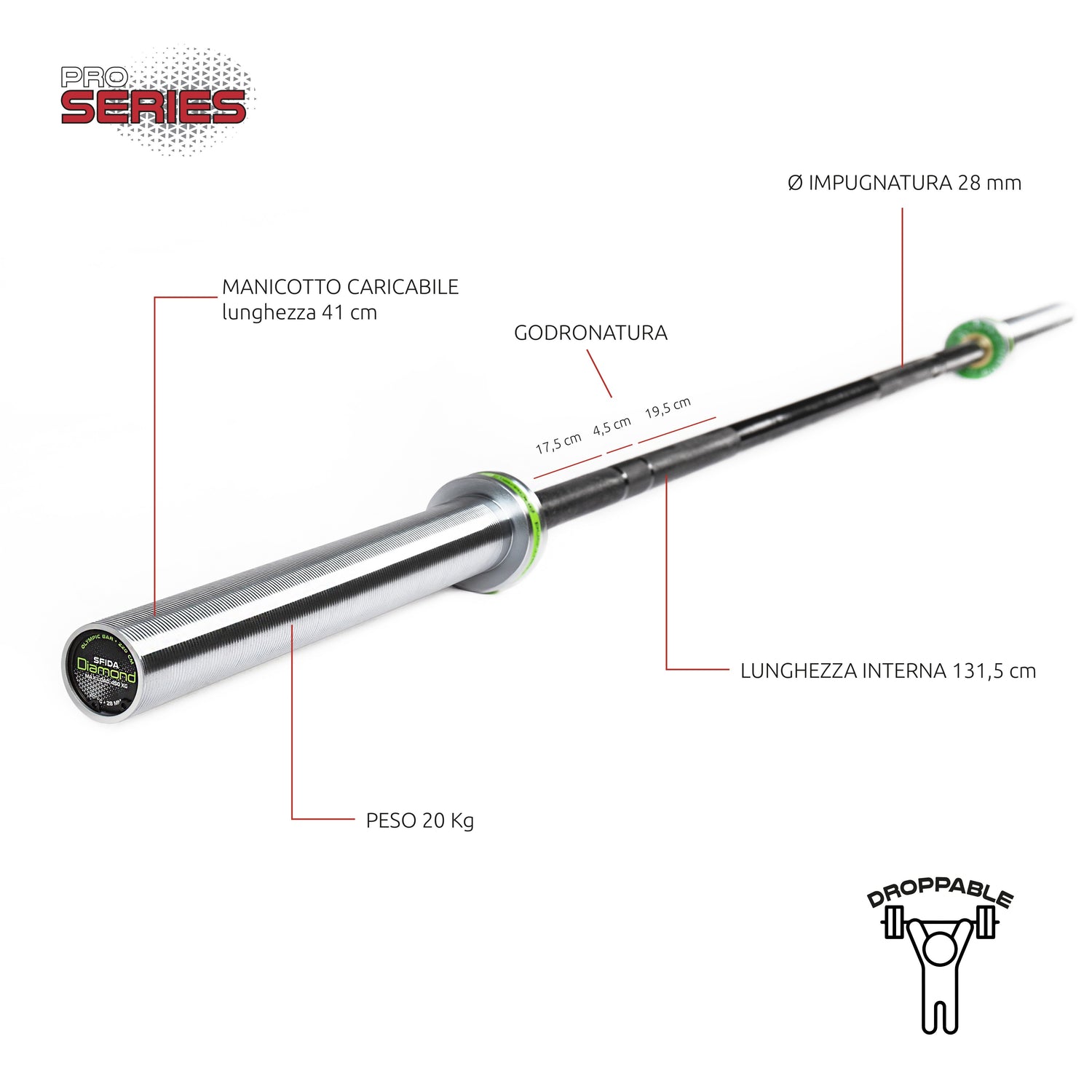 Bilanciere Olimpico Sfida – 220 CM DIAMOND BOSD220N
