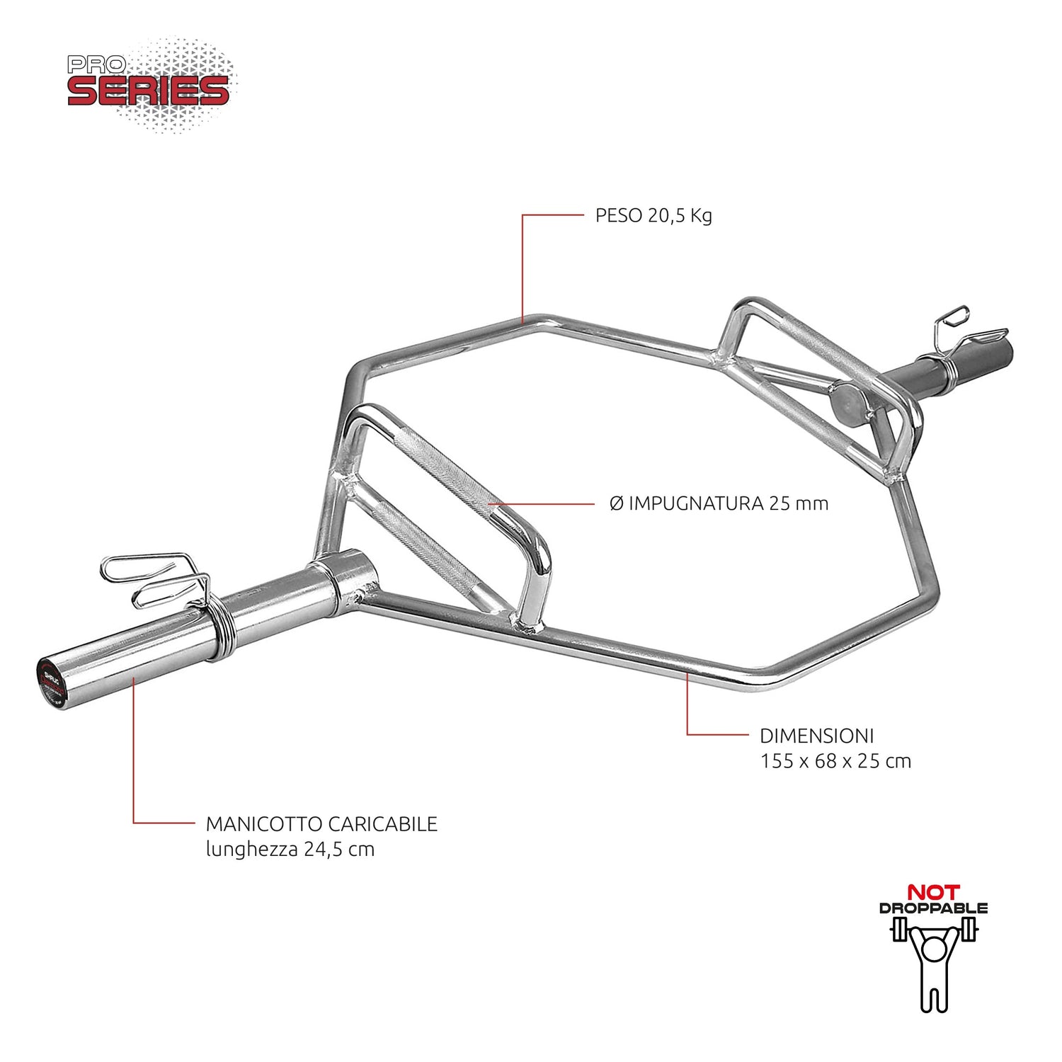 Bilanciere Olimpico Esagonale – SHRUG BAR – 200 KG DIAMOND BOEDN