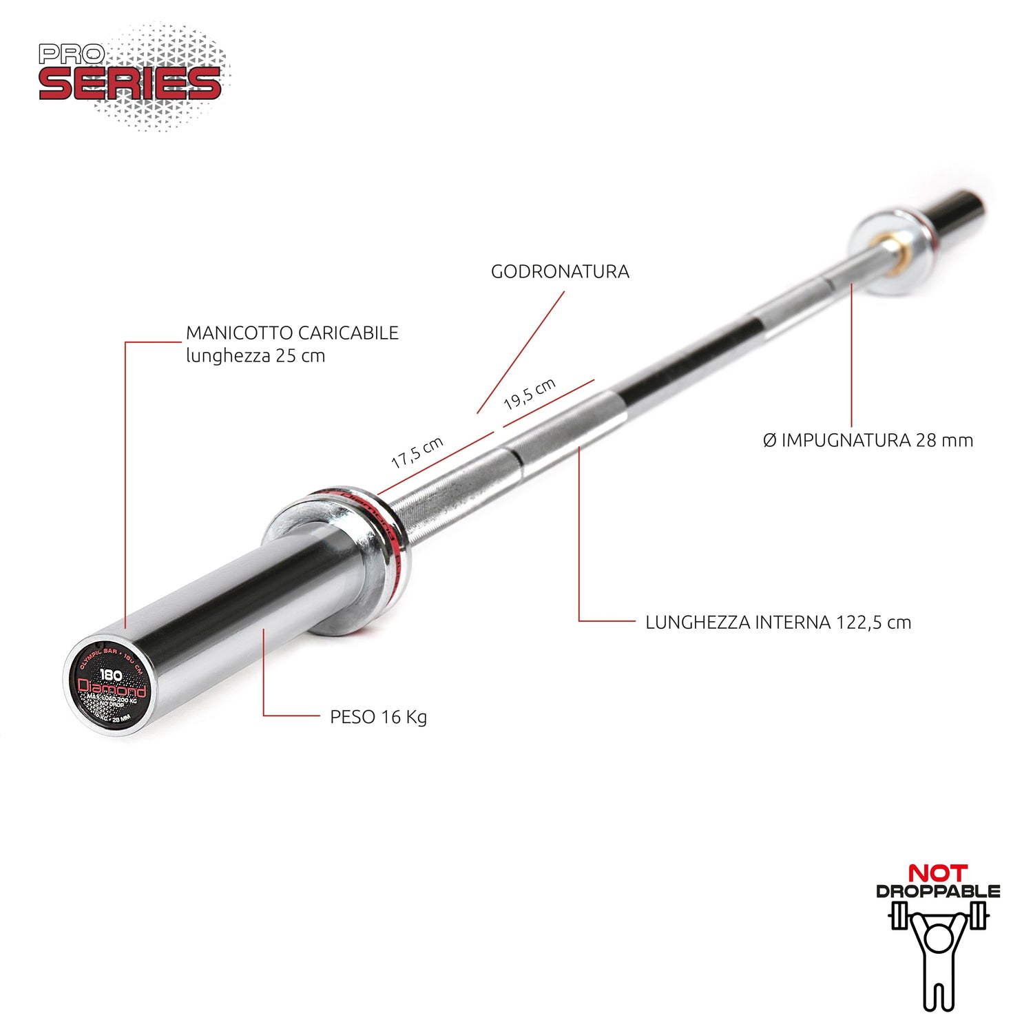 Bilanciere Olimpico – 180 CM DIAMOND BOD180N