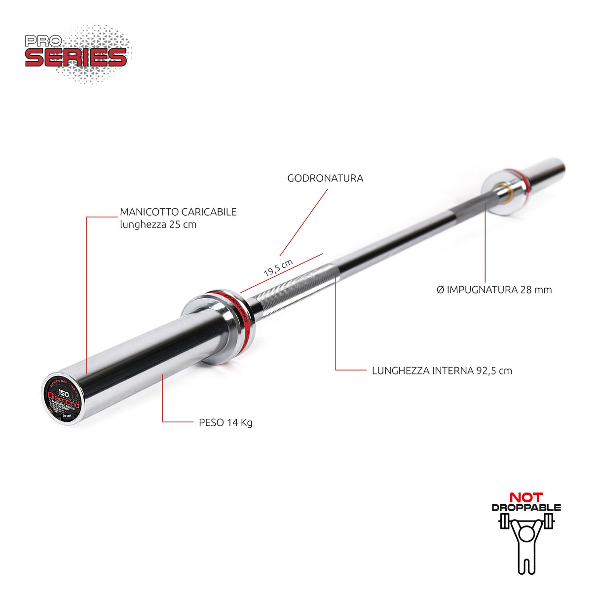 Bilanciere Olimpico  – 150 CM DIAMOND BOD150N