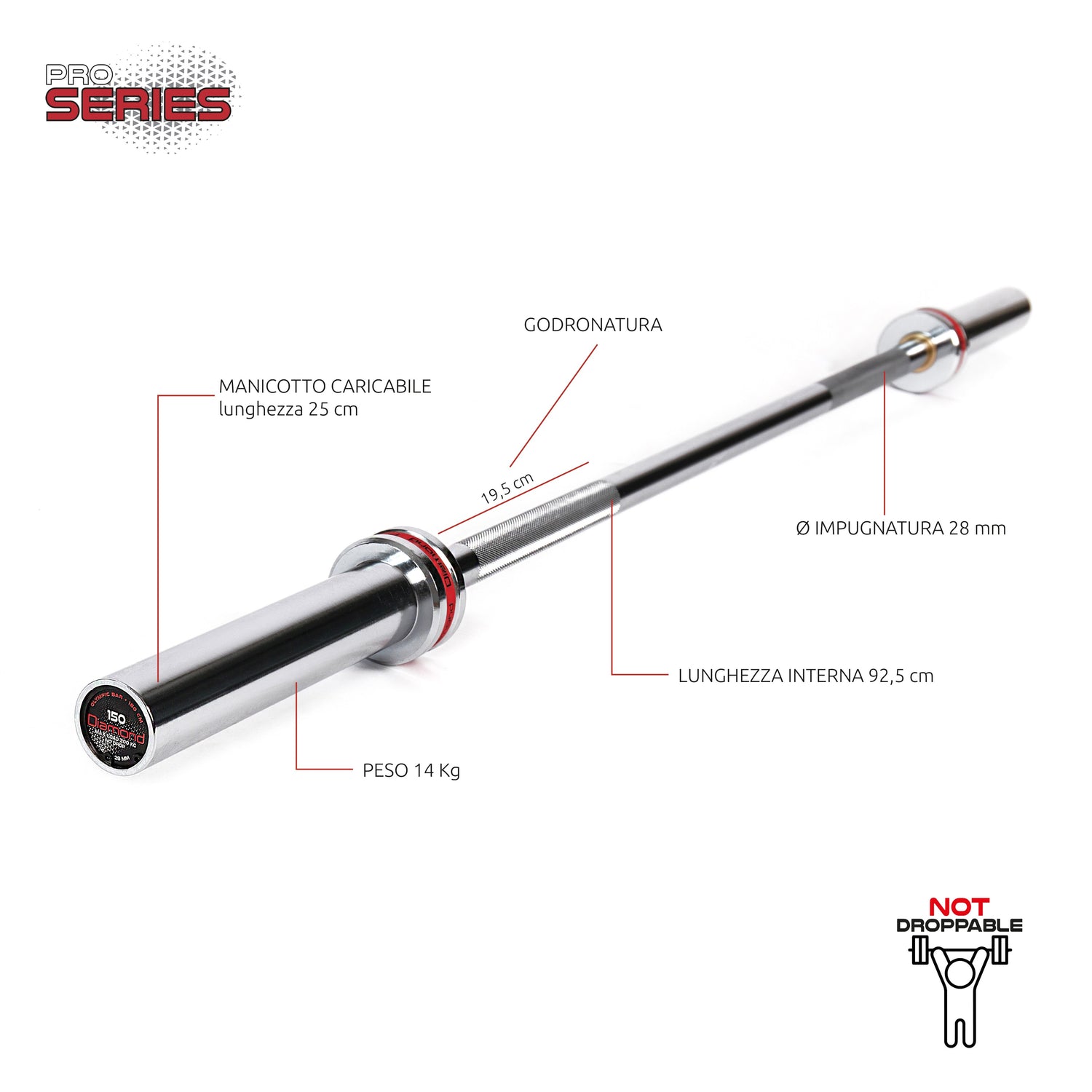 Bilanciere Olimpico  – 150 CM DIAMOND BOD150N