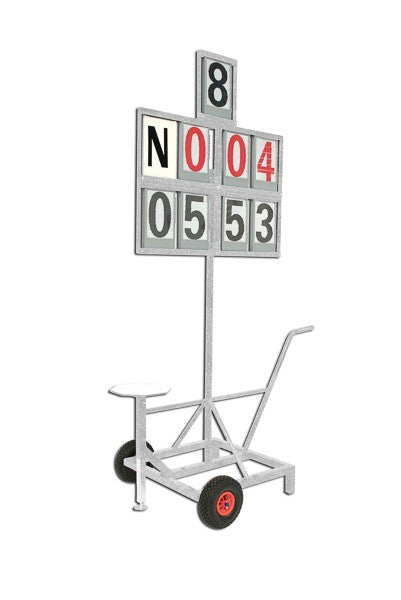 Segnalatore numerico a 8 cifre, in acciaio zincato, completo di sedile, mobile su ruote S02118