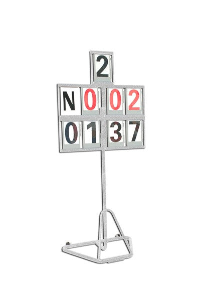 Segnalatore numerico a 8 cifre, in acciaio zincato, su basamento girevole con ruote S02120