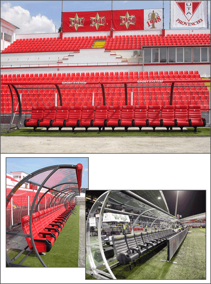 Panchina riserve e allenatori completa di elementi laterali, poltrone in ecopelle personalizzabili S04442