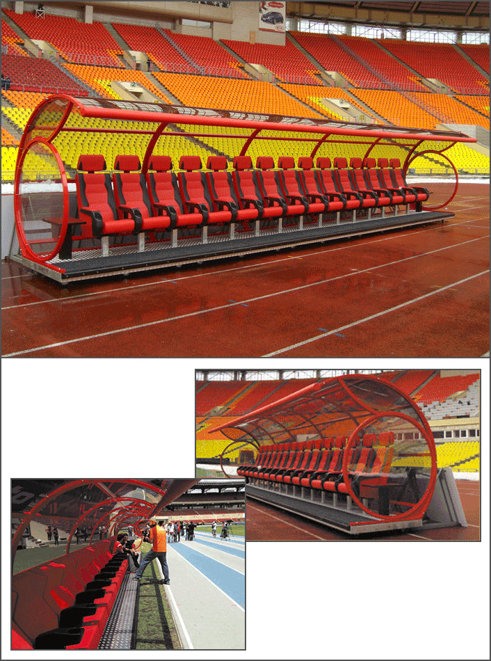 Panchina riserve e allenatori completa di elementi laterali, poltrone in ecopelle personalizzabili S04444