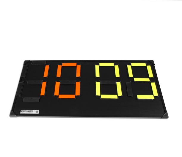 Segnalatore cambio giocatori manuale bifacciale “IN” e “OUT” a 2+2 cifre S04462