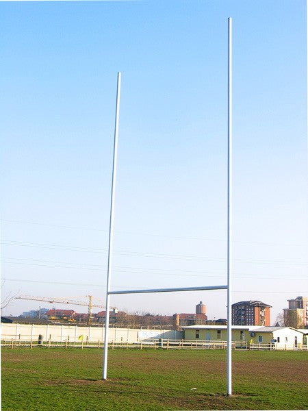 Coppia porte rugby regolamentari in alluminio, con bussole, altezza fuori terra mt 11 S05142