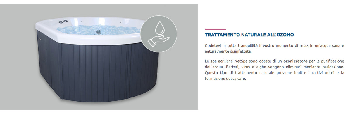 Spa Netspa Celtic 3 - 5 posti - 200x200x93 cm - Copertura inclusa 5KW - Con pompa di calore Poolex O'spa 5KW SP-HLCE3-PK