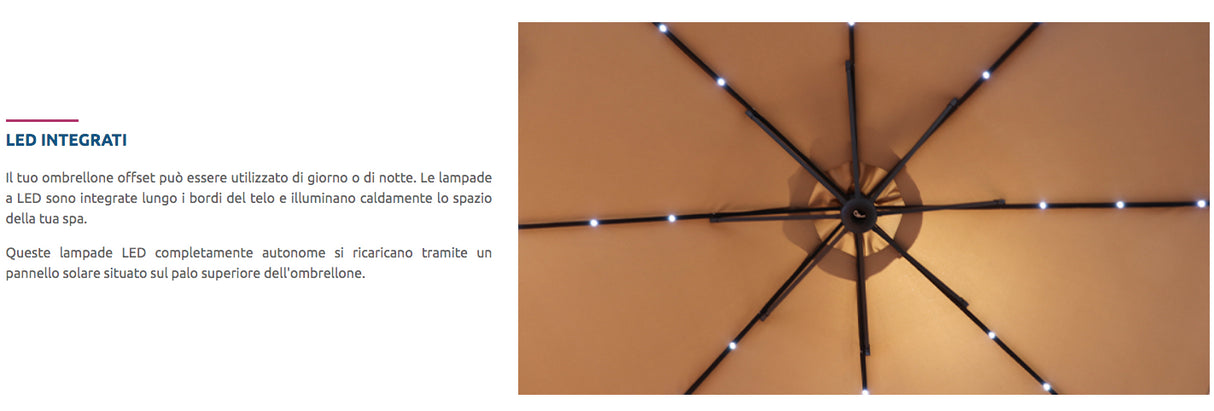 Ombrello 250 cm OFFSET PER SPA NETSPA Colore Beige Cod. GD-UM2500