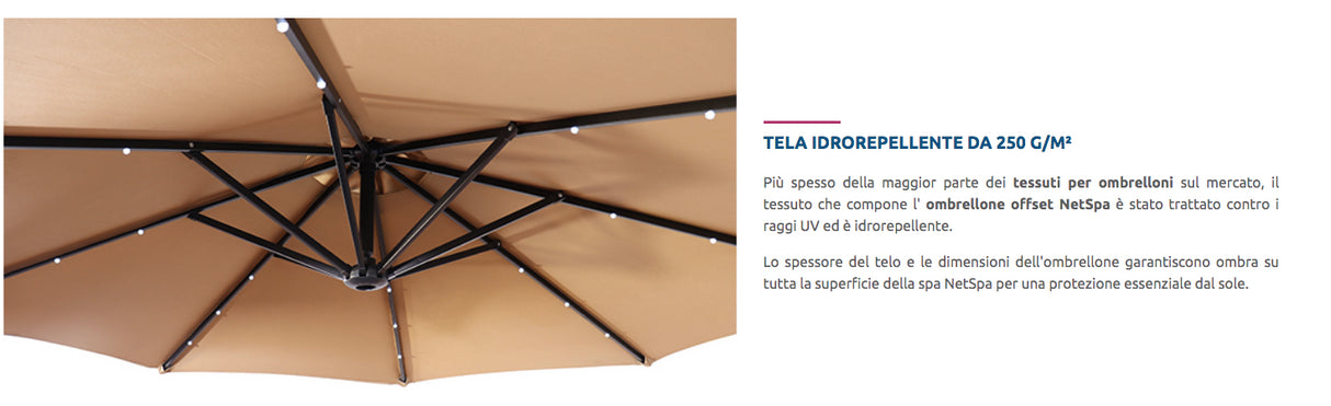 Ombrello 250 cm OFFSET PER SPA NETSPA Colore Beige Cod. GD-UM2500