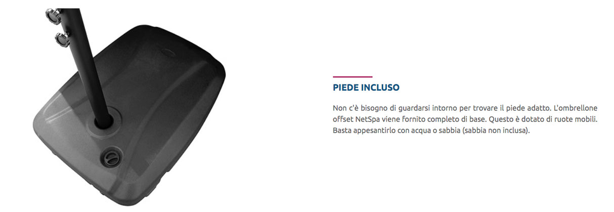 Ombrellone Rotondo Offset PER SPA NETSPA Colore beige + base da 60 litri Cod. GD-UM2500BS