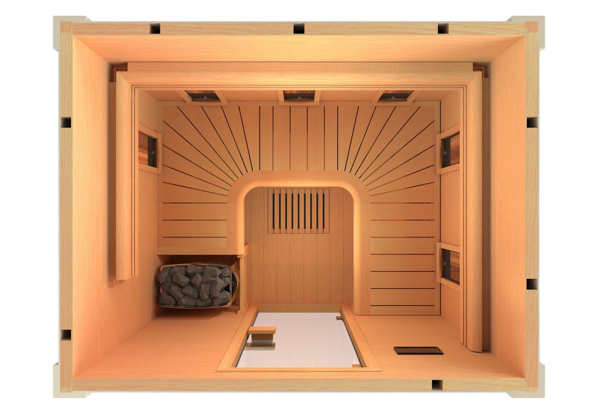 Sauna ibrida combinata da parete Nera da 4,5 kW e pietre incluse Cod. HL-HC04PKLX