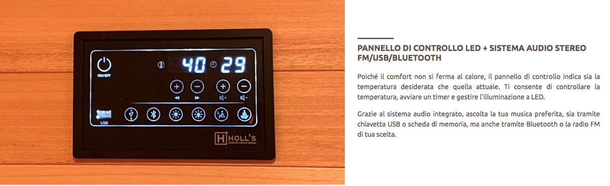 Sauna ibrida combinata da parete Nera da 4,5 kW e pietre incluse Cod. HL-HC04PKLX