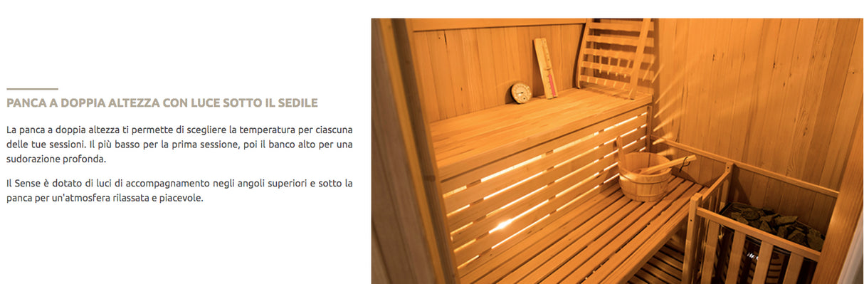 Sauna Tradizionale a 4 Posti Sense 4,5kW Parete Nera Cod. SN-SENSE-4PKLX