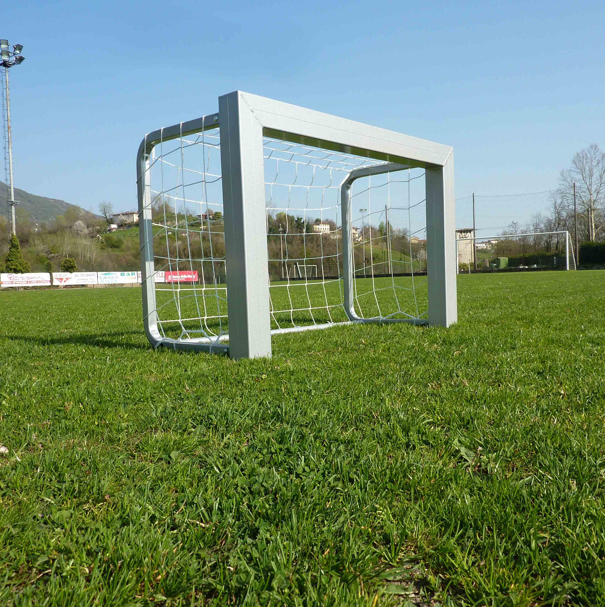 Coppia Porte Calcio/Calcetto 90x60cm, mobili, in alluminio sezione quadra 80x80mm, reti incluse. art. 6004