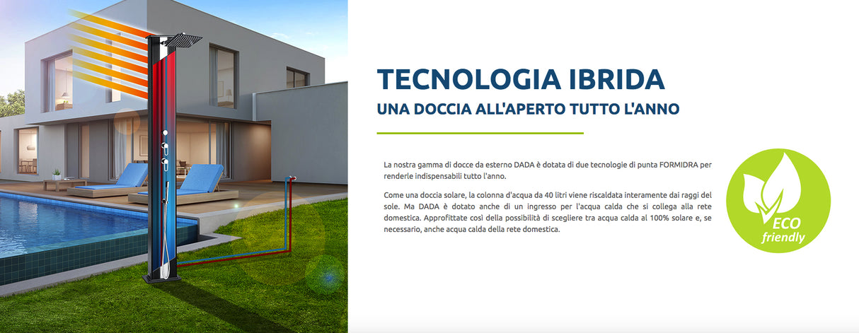 Doccia ibrida Dada Straight 40 Litri Antracite Alluminio spazzolato