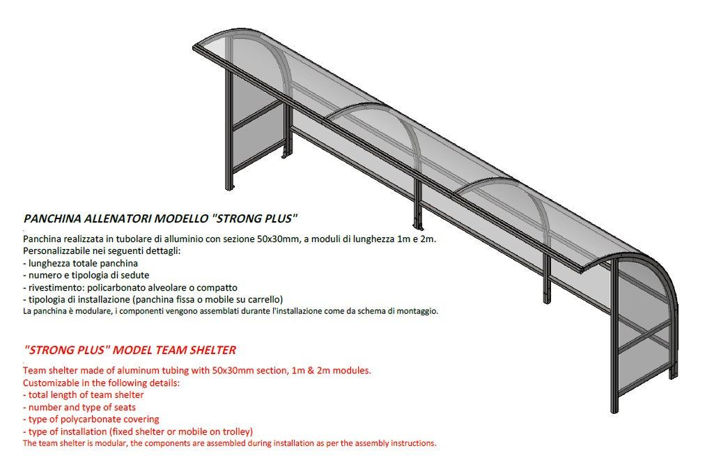 Panchina Modello Strong Plus Da 3mt, 6 posti Art 6332