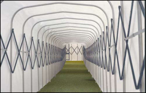 Tunnel allungabile uscita spogliatoi con ruote mis. mt 27,81