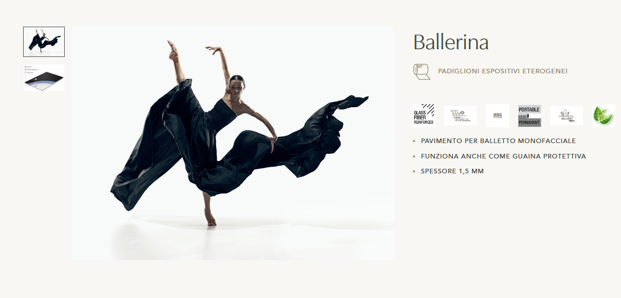 Tappeto Danza PVC mod "Ballerina" spessore 1,5 mm venduto a rotoli 50 mq costo al mq