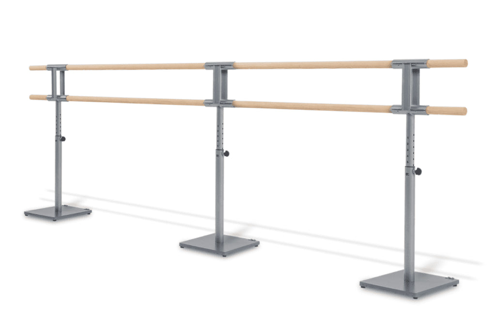Sbarra danza mobile doppia Giselle da 4 mt con ruote Dinamica Ballet con altezza regolabile e 3 supporti
