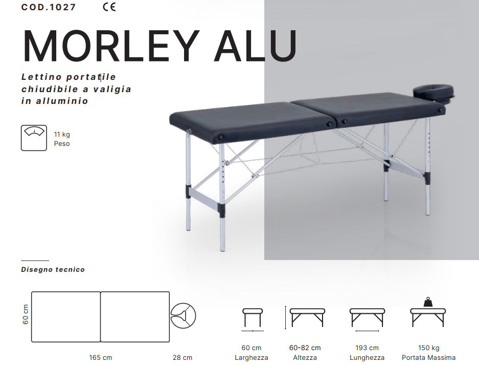 Lettino Medico Portatile Richiudibile in alluminio Morley Cod. 1027