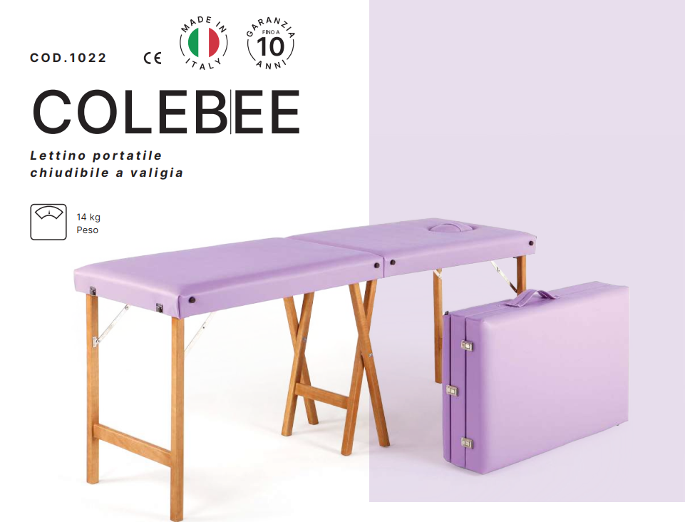 Lettino Medico Portatile in legno di Faggio Richiudibile Colebee Cod. 1022