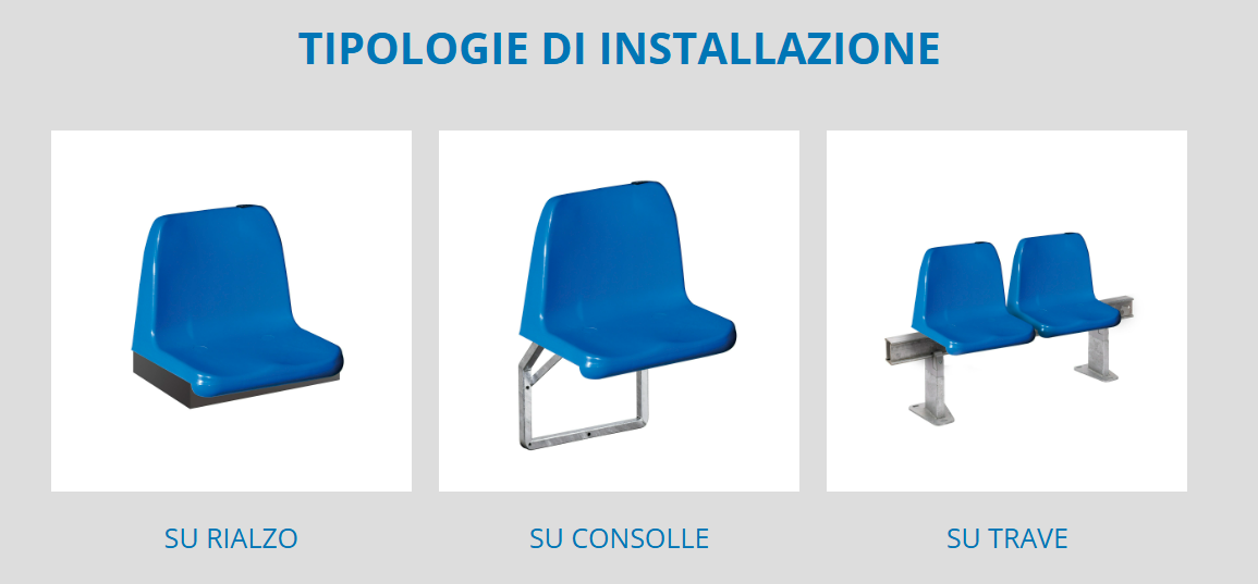 Seduta da stadio e tribuna monoblocco senza schienale Mod. Milano