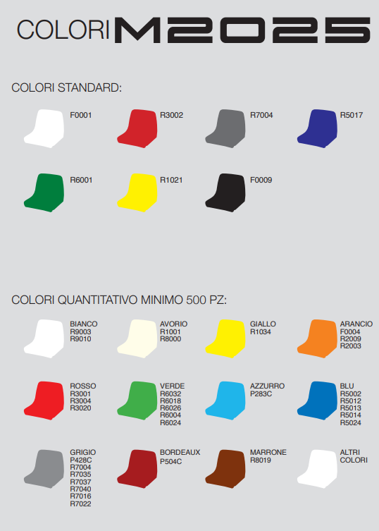 Seduta a scocca monoblocco per impianti sportivi e stadio M2025 versione anti UV (non Ignifugo)