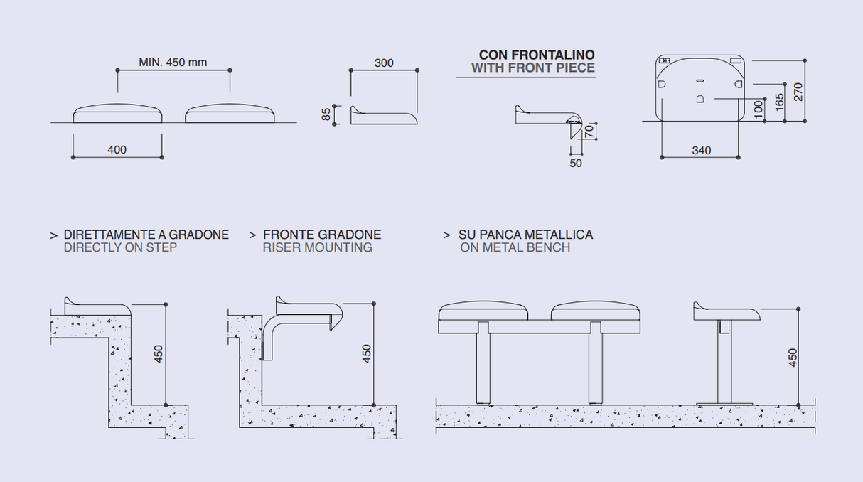 Seduta monoblocco per impianti sportivi M94 versione anti UV (NON Ignifuga)