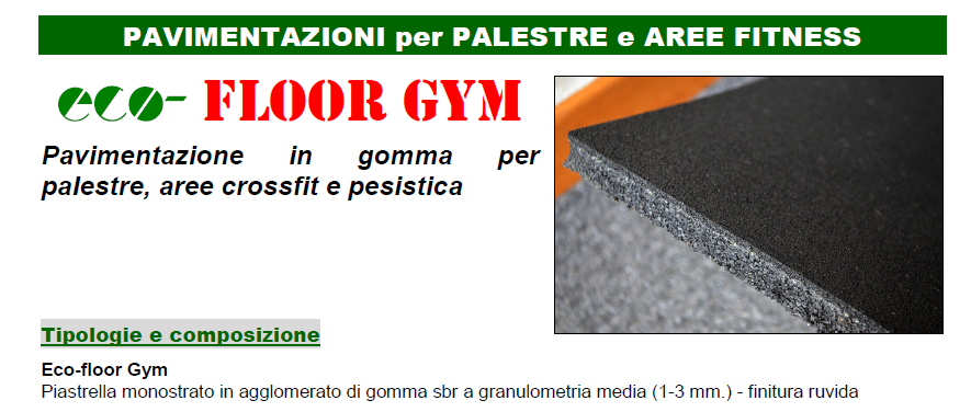 Eco-Floor Gym Pavimentazione in gomma per palestre, aree crossfit NERO granulometria media (1-3 mm.