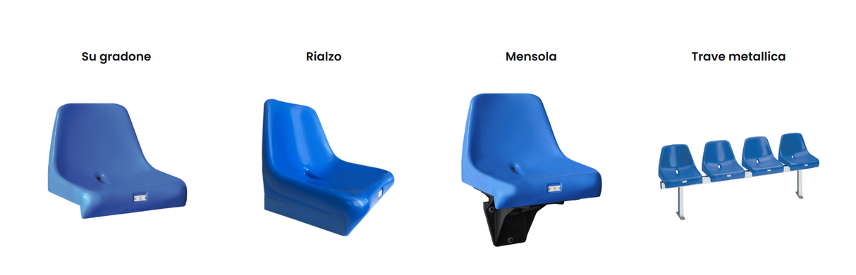 Seduta monoblocco per stadio e impianti sportivi M2000 versione Ignifuga e ANTI-UV