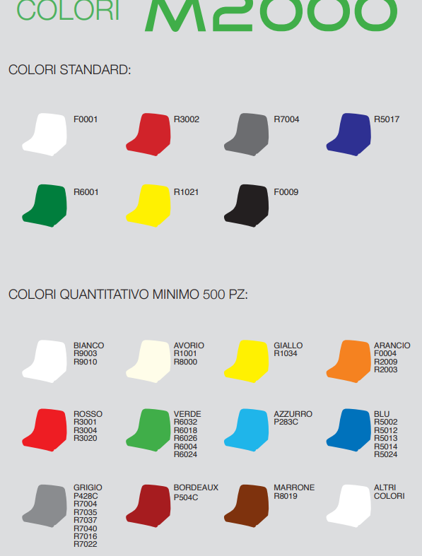 Seduta monoblocco per stadio e impianti sportivi M2000 versione ANTI-UV