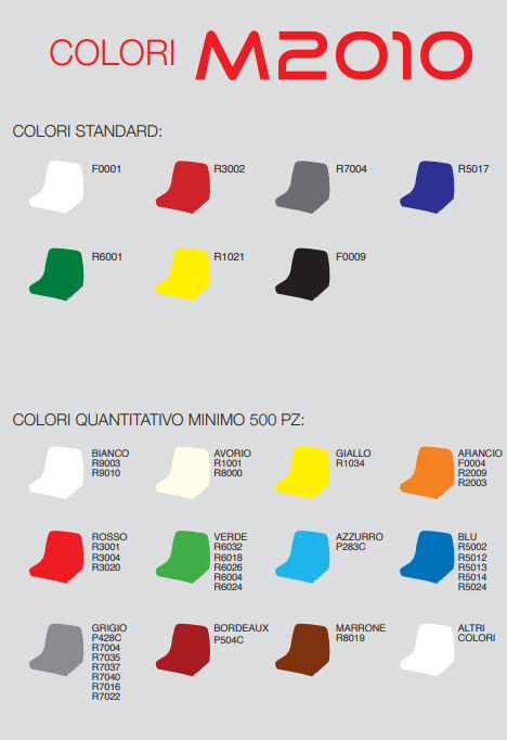Seduta a scocca monoblocco M2010 versione anti-UV colori a scelta