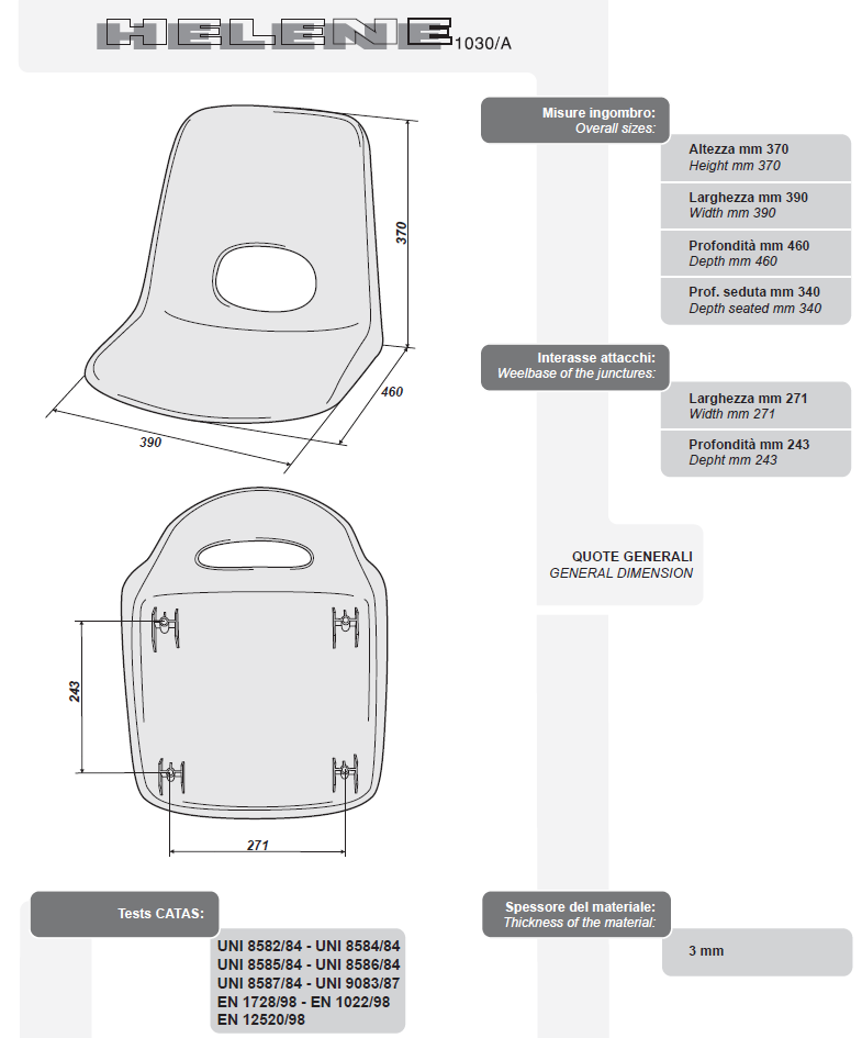 Scocca Helene 1030/A Leggermente più piccola con foro BERICOP