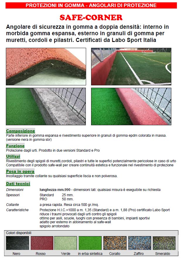 Protezione Cordoli Cemento Safe-Corner NERO PROTEZIONI IN GOMMA - ANGOLARI DI PROTEZIONE