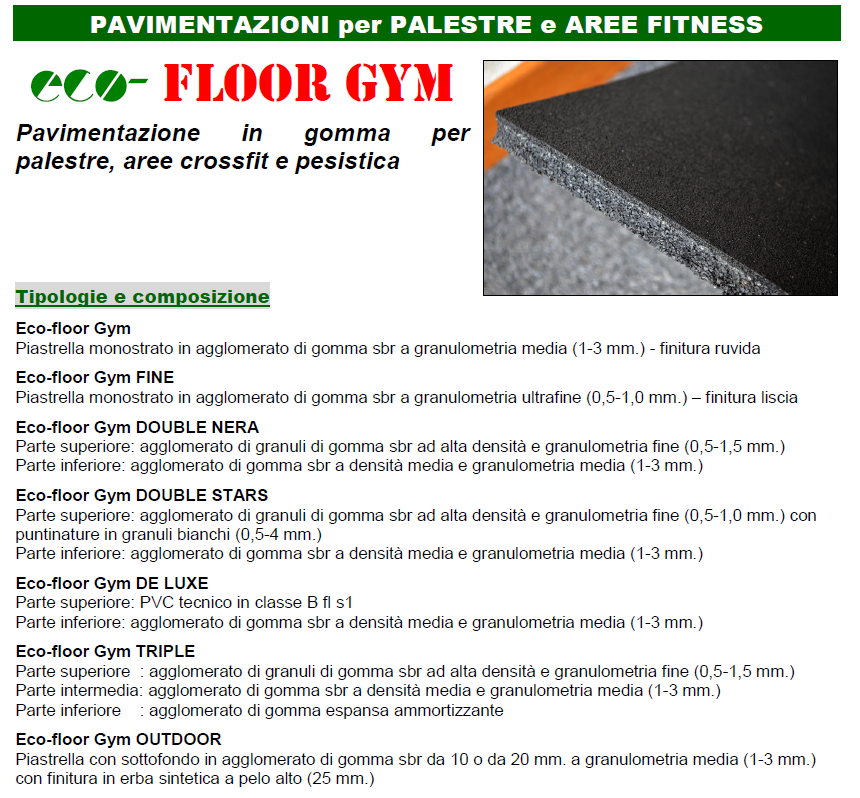 Eco-Floor gym OUTDOOR Pavimentazioni antiscivolo e ammortizzanti Con finitura in erba Costo al pezzo