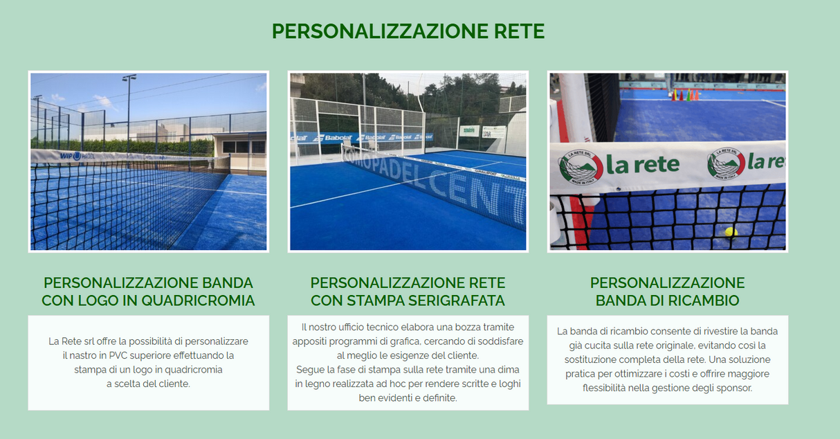 Rete Padel Regolamentare a Maglia QUADRA 45x3mm Polipropilene H.T. Art. T043