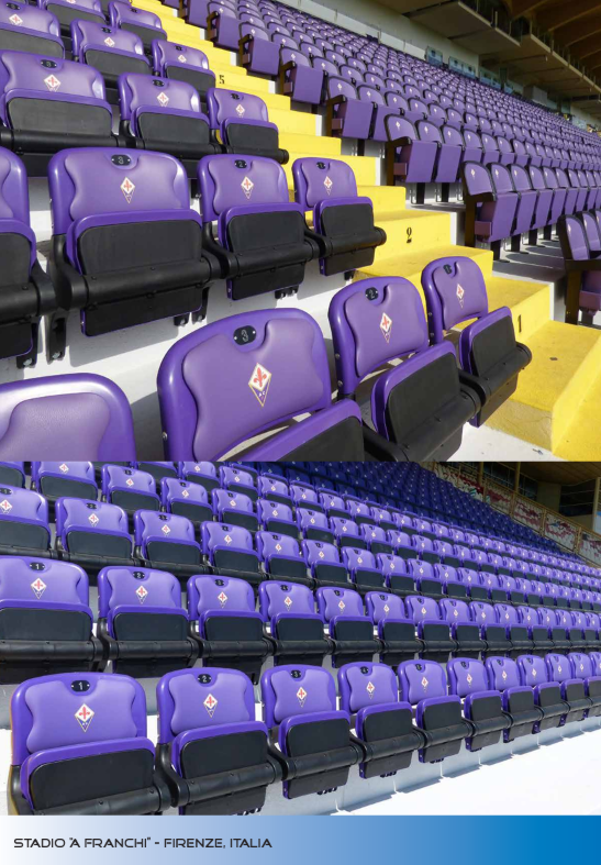 M2012 – Seduta ribaltabile su Panca/Trave Metallica per stadi e impianti sportivi Omologata FIBA e conforme alle ultime disposizioni FIFA e UEFA; rispondente alle normative Europee UNI EN 13200-1-4