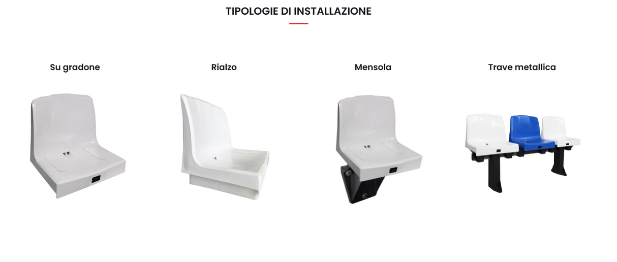 M2025 – Seduta monoblocco per impianti sportivi (Anche Versione Ignifuga)