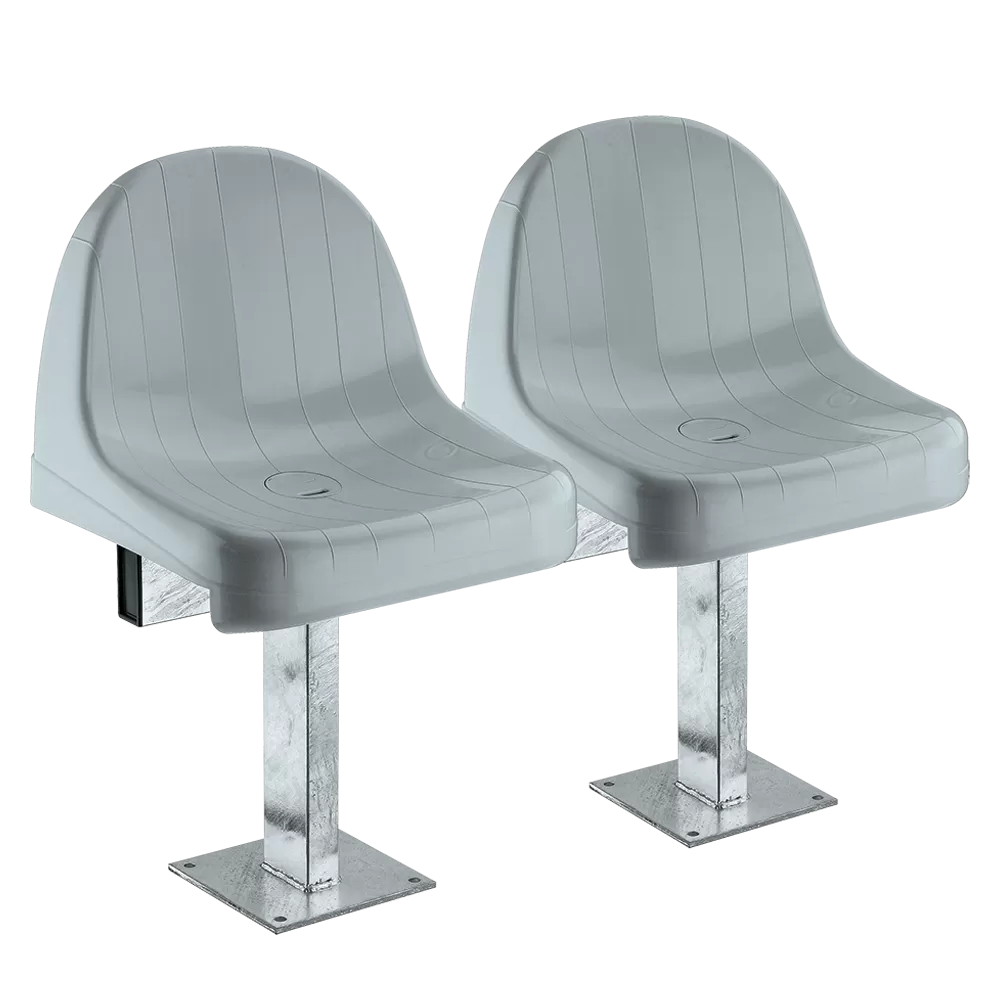 Seduta monoblocco per stadio e impianti sportivi M2002/sesta con doppio schienale alto versione Ignifuga + ANTI-UV
