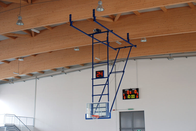 Impianto basket Top a soffitto chiudibile frontalmente o posteriormente verso l'alto omologato FIBA Art. S04070