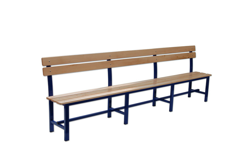 Panca riserve allenatori Art. S04254 poggia schiena, struttura acciaio verniciato doghe legno cm 300 abbinabile art S04266