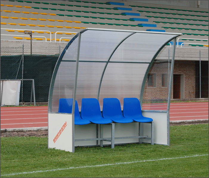 Panchina con protezione curva per riserve ed allenatori acciaio zincato Art. S04402/8MT