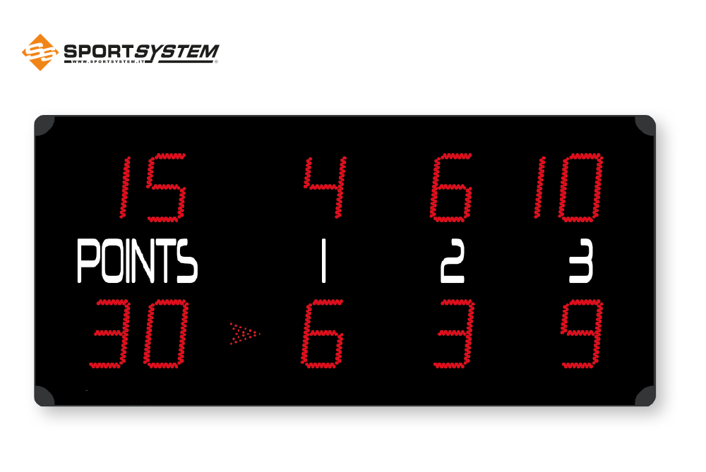 Tabellone elettronico segnapunti tennis per esterno, 452RTX, dimensioni cm 150x70. Completo di console art. S04934
